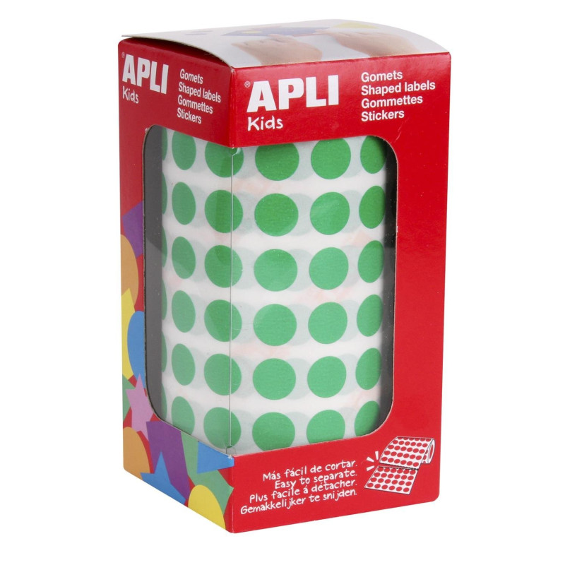 Apli kids 4854 Rouleau de gommettes ronds Ø 10,5 cm Vert
