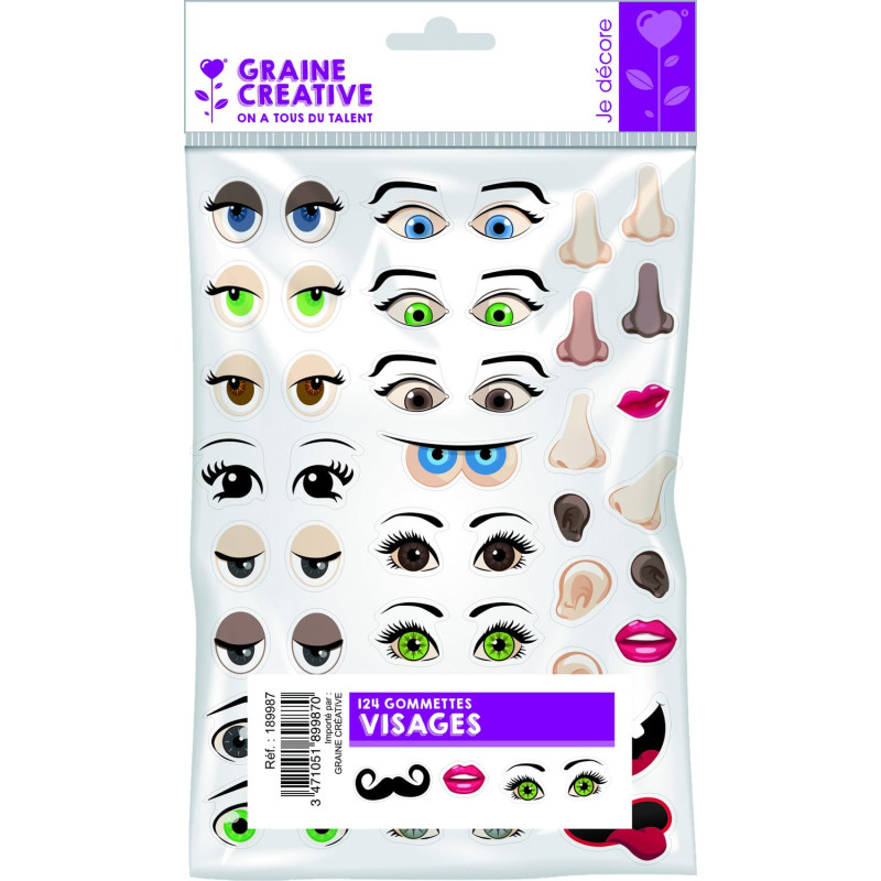 Gommettes autocollantes - Visages - 124 pcs Gommettes autocollantes - Visages - 124 pcs