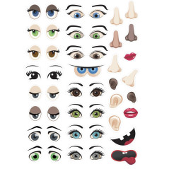 Gommettes autocollantes - Visages - 124 pcs