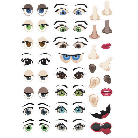 Gommettes autocollantes - Visages - 124 pcs