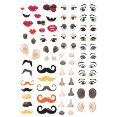 Gommettes autocollantes - Visages - 124 pcs