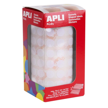 Apli 11903 - Gommettes Rondes en rouleau - Couleur : Blanc - Dimension : 10,5 mm