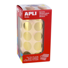 Apli kids 11632 Gommette rond diamètre 20mm coloris or métallisé rouleau 1770 pièces