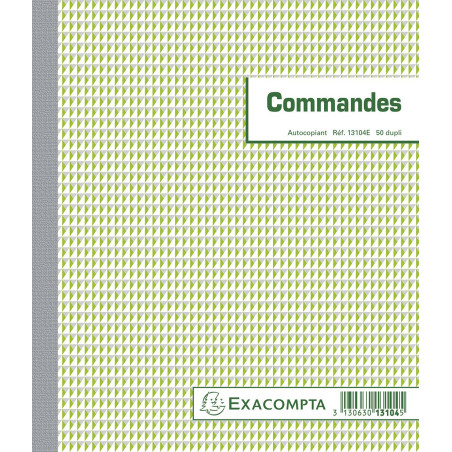 Exacompta - Réf. 13104E - 1 Manifold COMMANDES - 50 feuillets numérotés et autocopiants - duplicatas (1 original + 1 copie) - fo