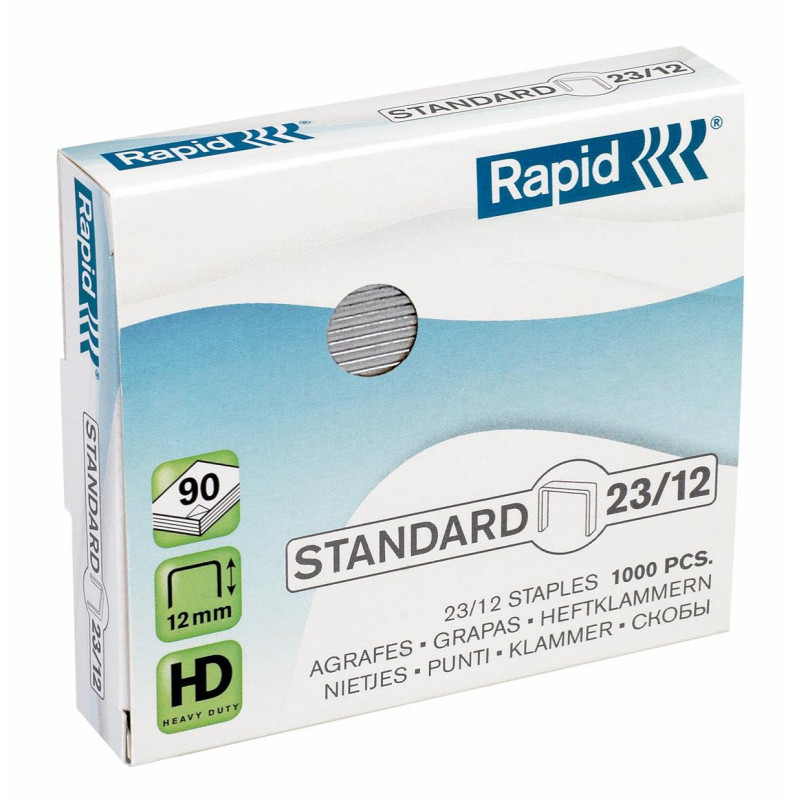 Rapid 24869400 Boîte de 1000 Agrafes 23/12 mm Galva