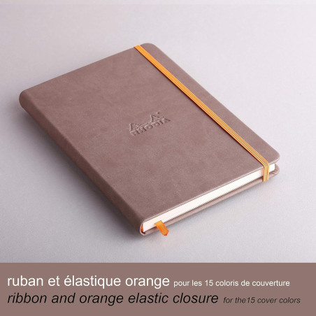 RHODIA 118744C - Carnet Rigide Taupe - A5 14,8 x 21 cm - Ligné - 192 pages - Papier Clairefontaine Ivoire 90 g/m² - Marque-Page,