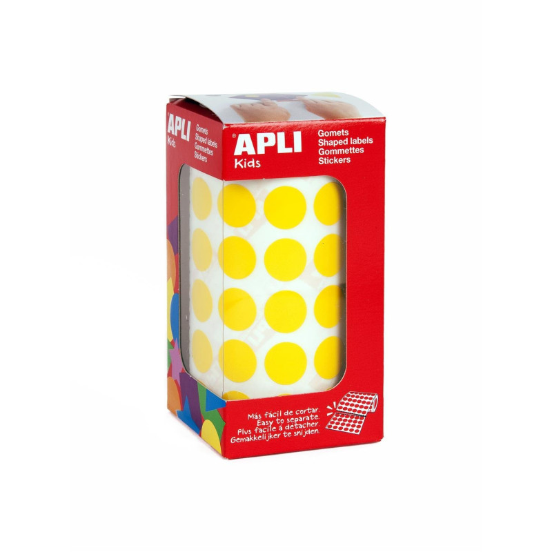 Apli kids 4855 Rouleau de 2832 Gommettes Rondes 15 mm Jaune