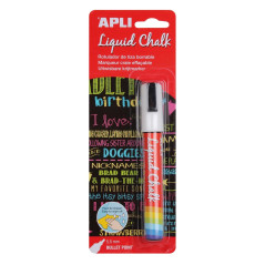 Apli 13954 Marqueur craie liquide effaçable blanc - pointe ronde 5,5 mm
