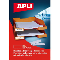 APLI Pochette de 12 porte- étiquettes adhésifs 25 x 75 mm