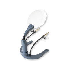 Carson HelpingHands loupe sur pied/loupe à main avec fonction éclairage par LED et des pinces réglables, grossissement de 2x (GN