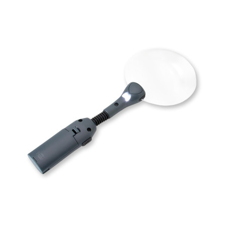 Carson HelpingHands loupe sur pied/loupe à main avec fonction éclairage par LED et des pinces réglables, grossissement de 2x (GN