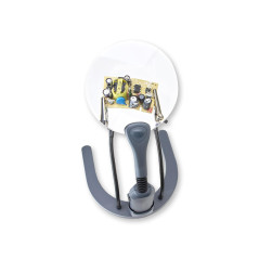 Carson HelpingHands loupe sur pied/loupe à main avec fonction éclairage par LED et des pinces réglables, grossissement de 2x (GN