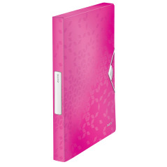Leitz – Boîte de Classement A4, PP 30 mm, Capacité 250 Feuilles, Fermeture Élastique, Étiquette pour Identification, Rose WOW, 4