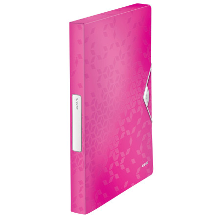 Leitz – Boîte de Classement A4, PP 30 mm, Capacité 250 Feuilles, Fermeture Élastique, Étiquette pour Identification, Rose WOW, 4