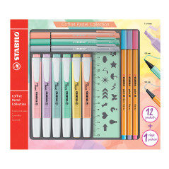Surligneur STABILO Pastel Collection - Coffret Mixte 13 Pices: 6 STABILO Swing Cool + 3 Pointe 88 + 3 PointeMax + 1 Rgle Pochoir