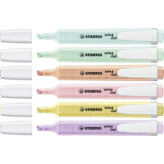 Surligneur STABILO Pastel Collection - Coffret Mixte 13 Pices: 6 STABILO Swing Cool + 3 Pointe 88 + 3 PointeMax + 1 Rgle Pochoir