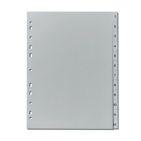 Herlitz 10841252 Intercalaires perforés 1–12, 23 x 29,7 cm, PP avec touches 1