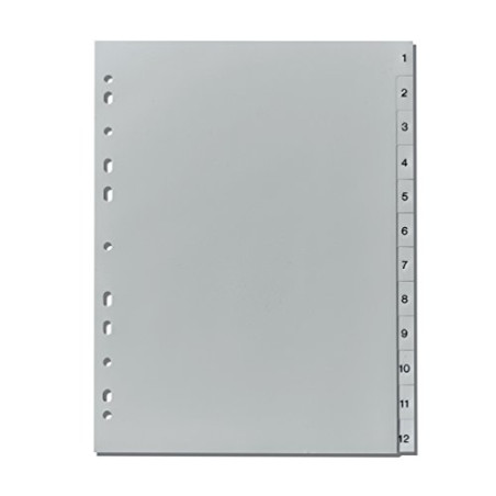 Herlitz 10841252 Intercalaires perforés 1–12, 23 x 29,7 cm, PP avec touches 1