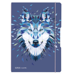Herlitz 50027262 Cahier flex avec couverture amovible A4 2 x 40 feuilles Motif : Animaux sauvages Loup 1 pièce Notizheft A4 lini