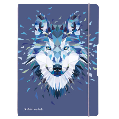 Herlitz 50027262 Cahier flex avec couverture amovible A4 2 x 40 feuilles Motif : Animaux sauvages Loup 1 pièce Notizheft A4 lini