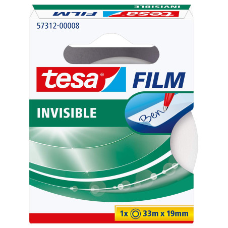 tesafilm invisible, 33 m x 19 mm, 1 rouleau dans une boîte pliante à suspendre, 57312-00008-02, blanc