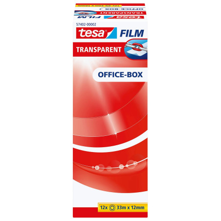tesafilm Ruban Adhésif Transparent - Résistant au Vieillissement et au Déchirement - Rubans avec grande adhérence, 33 m x 12 mm