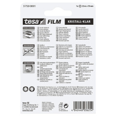 Ruban adhésif cristallin TESA Tesafilm blister 33 x 19 mm