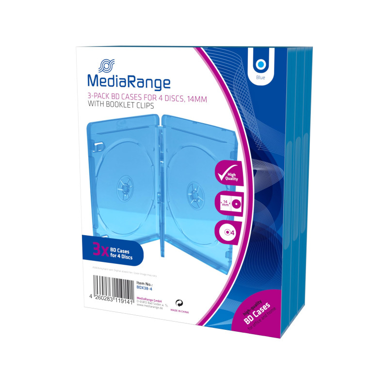MediaRange box38 – 4-30 Housse pour disques optiques – Pochettes pour disques optiques (Jewel, Bleu, Transparent, en Plastique, MediaRange box38 – 4-30 Housse pour disques optiques – Pochettes pour disques optiques (Jewel, Bleu, Transparent, en Plastique,