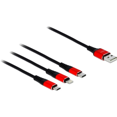 DeLOCK Câble USB de Chargement 3-en-1 pour Lightnin/Micro USB/USB Type-C 1 m