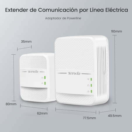 Tenda PH10 1000 Mbps Prise avec 1 Ports Ethernet Gigabit - Adapteur homePlug AV2 - Plug et Play - Boitier CPL Kit de 2 - Solutio