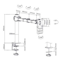Logilink BP0105 Support de Moniteur 17-32" inclinable Bras pivotant 380 mm VESA Max. 9 kg PC