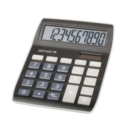 Genie – 840 DR – Calculatrice de bureau – Affichage à 10 chiffres – Double alimentation (solaire et piles) Genie 840 BK 1 Stück