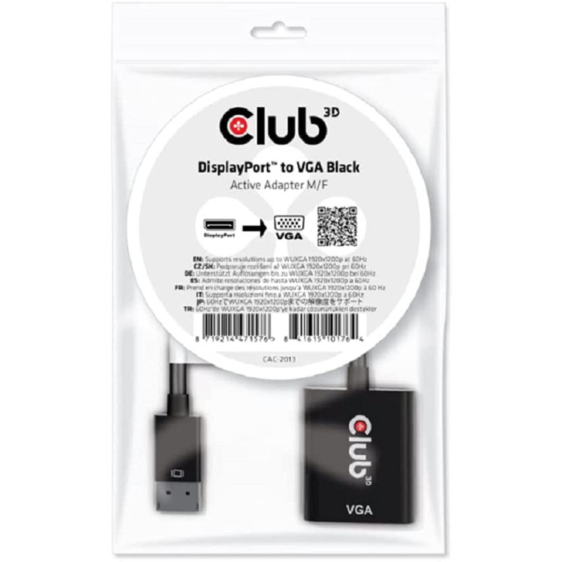 Club 3D DisplayPortTM Adaptateur Actif vers VGA M/B