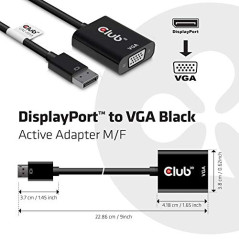 Club 3D DisplayPortTM Adaptateur Actif vers VGA M/B