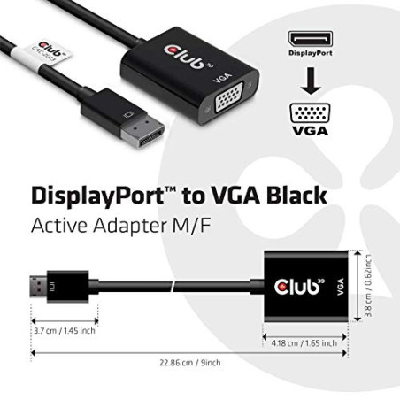 Club 3D DisplayPortTM Adaptateur Actif vers VGA M/B
