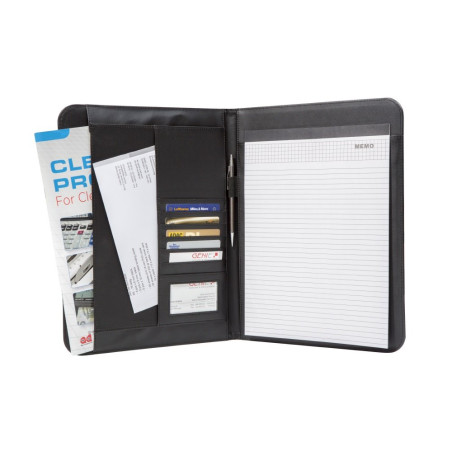 Genie Porte-documents A4 élégant Wiesbaden (Ultra-fin et résistant, similicuir, avec bloc-notes, porte-stylo, pochette, poche po