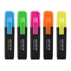 Genie Marqueur avec pointe biseautée, jaune fluo 5er Pack
