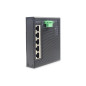 DIGITUS Commutateur réseau Plat - Gigabit Ethernet 5 Ports - Montage sur Rail DIN - Bornier - sans Ventilateur - Noir