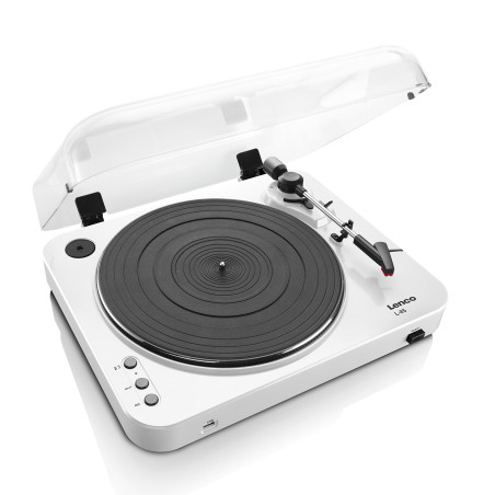Lenco L-85 Tourne-Disque entraîné par Courroie Blanc - Platines (Tourne-Disque entraîné par Courroie, Semi-Automatique, Blanc, 3