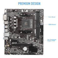 MSI A520M-A Pro Carte-mère Micro-ATX - pour processeurs AMD Ryzen 3è gén, AM4, DDR4 Boost (4600MHz/OC), 1 x PCIe 3.0 x1, 1 x M.2