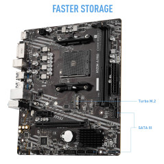MSI A520M-A Pro Carte-mère Micro-ATX - pour processeurs AMD Ryzen 3è gén, AM4, DDR4 Boost (4600MHz/OC), 1 x PCIe 3.0 x1, 1 x M.2