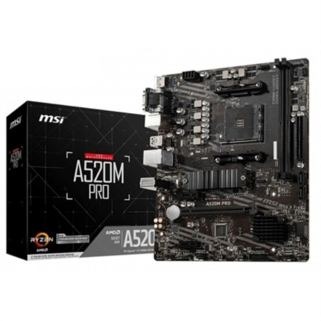 MSI A520M Pro Carte mère Micro-ATX, pour processeurs AMD Ryzen 3000 3è gén, AM4, DDR4, M.2, USB 3.2 Gen 1 Type A, DisplayPort, L
