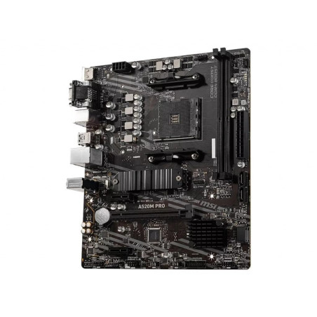 MSI A520M Pro Carte mère Micro-ATX, pour processeurs AMD Ryzen 3000 3è gén, AM4, DDR4, M.2, USB 3.2 Gen 1 Type A, DisplayPort, L