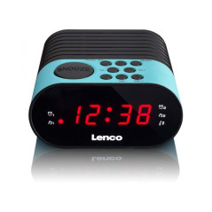 Lenco CR-07 Bleu - Radio-réveil FM - Radio-réveil - 2 alarmes - Double alarme - Mise en veille - Snooze - Écran LED - Tuner FM P