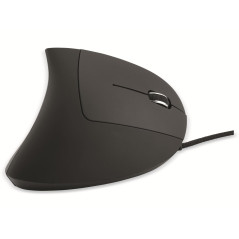 Souris ergonomique MediaRange à 6 boutons avec capteur optique pour droitiers, filaire, noire