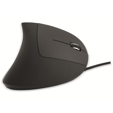 Souris ergonomique MediaRange à 6 boutons avec capteur optique pour droitiers, filaire, noire