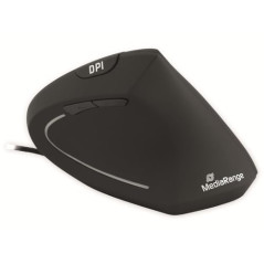Souris ergonomique MediaRange à 6 boutons avec capteur optique pour droitiers, filaire, noire