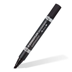 Staedtler Lumocolor Duo 348 - Marqueur Permanent Double Pointe Fine 0,6 Mm Et Pointe Biseau 1,5 À 4 Mm Noir - Boite de 10