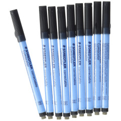 Staedtler Lumocolor Correctable 305 - Feutre Non Permanent Effaçable À Sec Pointe Moyenne 1 Mm Noir, lot de 10