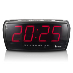 Ces Icr-230 Radio-Réveil - Radio-Réveil avec 2 Heures D'Alarme - Pll Fm - Fonction Snooze - Minuterie De Sommeil - Réserve De Ma